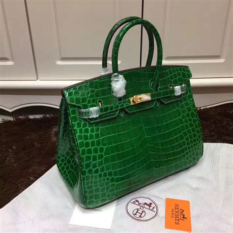 hermes birkin green|hermes green crocodile bag.